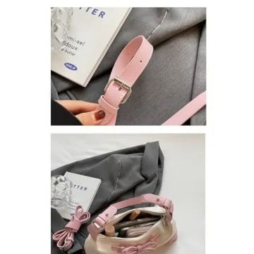 Pink Bow Tie PU Leather Shoulder Purse Women Balletcore