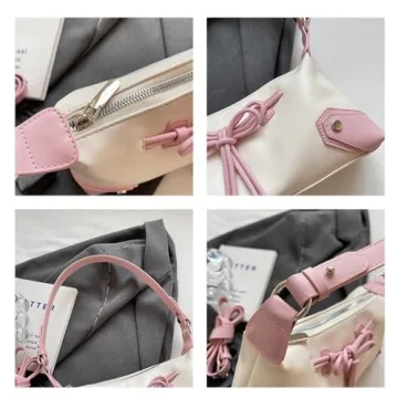 Pink Bow Tie PU Leather Shoulder Purse Women Balletcore