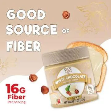 ChocZero Keto White Chocolate Hazelnut Spread - Keto Friendly, No Sugar Added, Best Low Carb Dessert, Perfect Topping for Breakfast, Naturally Sweetened with Monk Fruit (1 jar, 12 oz)