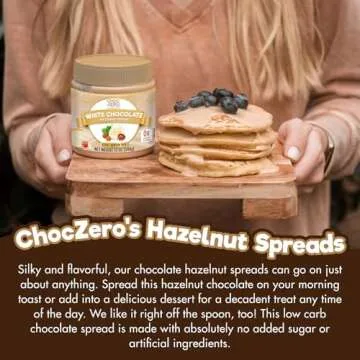 ChocZero Keto White Chocolate Hazelnut Spread - Keto Friendly, No Sugar Added, Best Low Carb Dessert, Perfect Topping for Breakfast, Naturally Sweetened with Monk Fruit (1 jar, 12 oz)