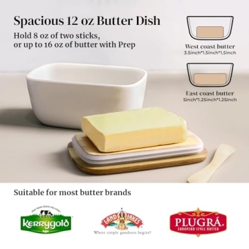 DOWAN Ceramic Butter Dish - Holds Up to 3 Sticks
