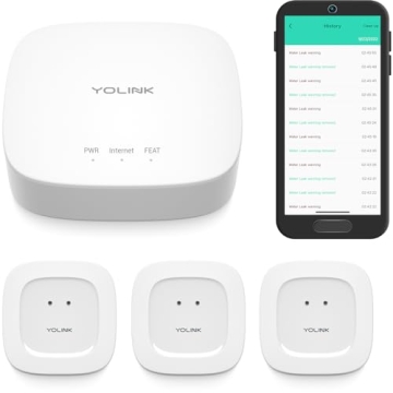 YoLink Smart Home Starter Kit: Hub & 3-Pack Water Leak Sensor 1, LoRa Up to 1/4 Mile Open-Air Range,...