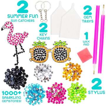 Blue Squid Diamond Art Kits for Kids – Fun & Easy DIY 5D Gem Art Gift Set for Keychains, Stickers, Sun Catchers - Diamond Painting Arts & Crafts Kit for Kids, Girls, Boys Ages 6 7 8 9 10 11 12