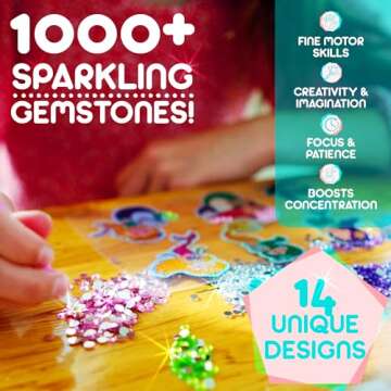 Blue Squid Diamond Art Kits for Kids – Fun & Easy DIY 5D Gem Art Gift Set for Keychains, Stickers, Sun Catchers - Diamond Painting Arts & Crafts Kit for Kids, Girls, Boys Ages 6 7 8 9 10 11 12