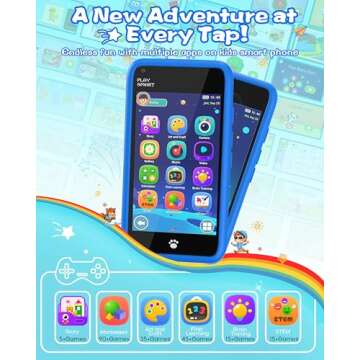 MOMILLA Kids Toys Smart Phone, 3.97" Touchscreen Kids Phone,16GB Toddler Learning Toys with Games, F...
