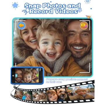 MOMILLA Kids Toys Smart Phone, 3.97" Touchscreen Kids Phone,16GB Toddler Learning Toys with Games, Front Camera, Boys Girls Toys, Birthday Gifts for Kids Age 3 4 5 6 7 8 9 Year Old