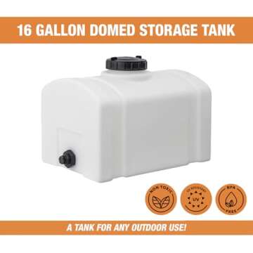 RomoTech 82123889 Polyethylene Domed Reservoir Water Tank, 16 gallon, Made In The USA Poly Tank For ...