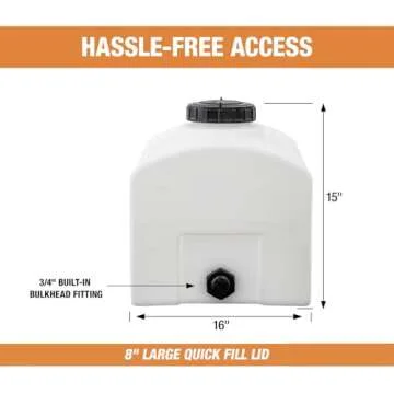 RomoTech 82123889 Polyethylene Domed Reservoir Water Tank, 16 gallon, Made In The USA Poly Tank For Water and Non-Flammable Liquids, Rust and Corrosion Proof