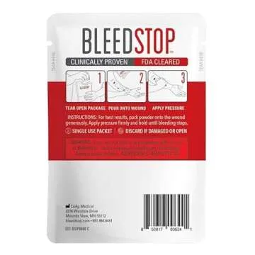 BleedStop™ First Aid Powder for Blood Clotting, Trauma Kit, Blood Thinner Patients, Camping Safety...