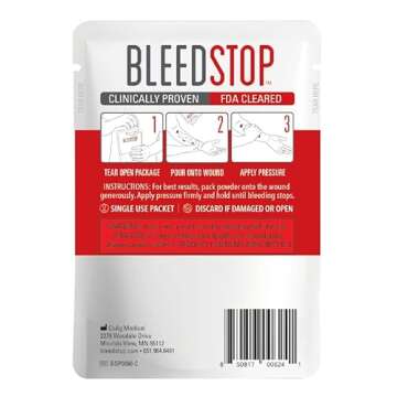 BleedStop™ First Aid Powder for Blood Clotting, Trauma Kit, Blood Thinner Patients, Camping Safety, and Survival Equipment for Moderate to Severe Bleeding Wounds or Nosebleeds - 1 (60g) Pouch