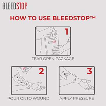 BleedStop™ First Aid Powder for Blood Clotting, Trauma Kit, Blood Thinner Patients, Camping Safety, and Survival Equipment for Moderate to Severe Bleeding Wounds or Nosebleeds - 1 (60g) Pouch