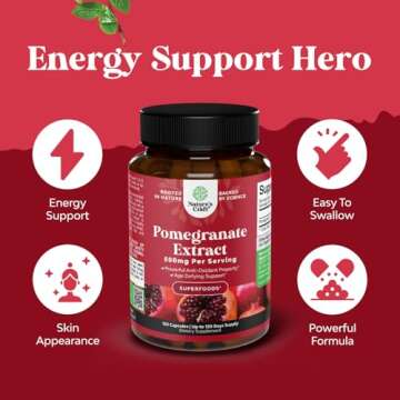 Advanced Antioxidant Superfood Pomegranate Supplement - Natural Pomegranate Extract Polyphenols Supplement for Heart Health and Joint Support - Reds Superfood Powder Capsules for Men and Women 120ct
