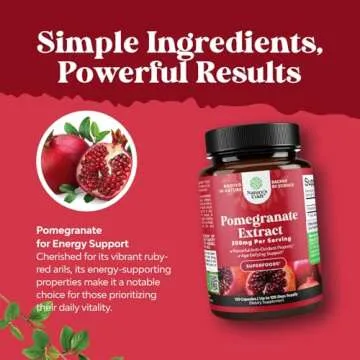 Advanced Antioxidant Superfood Pomegranate Supplement - Natural Pomegranate Extract Polyphenols Supplement for Heart Health and Joint Support - Reds Superfood Powder Capsules for Men and Women 120ct