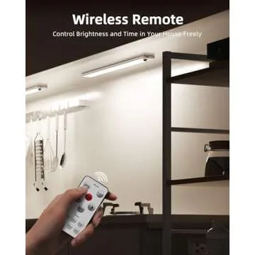 EZVALO Under Cabinet Lights, 66 LEDs Motion Sensor Light Indoor Dimmable, 4000mAh Rechargeable Closet Lights 5700K with Remote Control, Wireless Under Counter Light for Kitchen,Cabinet,Bedroom (2Pcs)