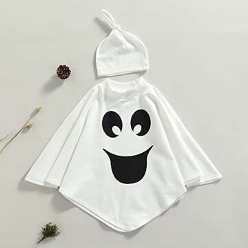 Saliuentm Toddler Kids Baby Girl Boy Halloween Costume Ghost Cloak Grimace Print Tassel Poncho Fancy...