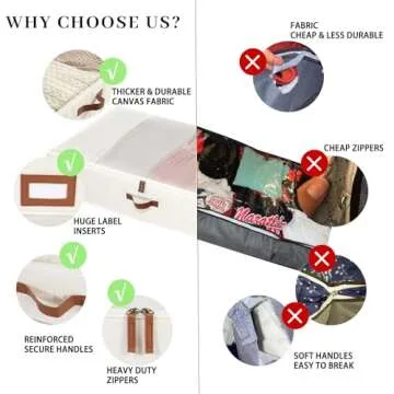 FLYBOX Under Bed Storage Box Featuring Robust Construction & Ultra-Thick Fabric,Clothes Underbed Organizer Containers,Collapsible Closet Under the bed Storage Bags, 33" L x 16.5" W x 6" H, Beige,2 PK