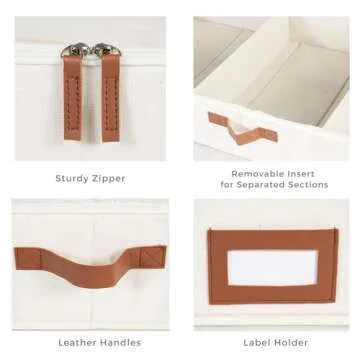 FLYBOX Under Bed Storage Box Featuring Robust Construction & Ultra-Thick Fabric,Clothes Underbed Organizer Containers,Collapsible Closet Under the bed Storage Bags, 33" L x 16.5" W x 6" H, Beige,2 PK