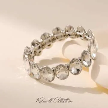 KELMALL Elegant Crystal Stretch Bracelet for Women