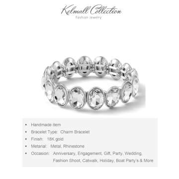 KELMALL Elegant Crystal Stretch Bracelet for Women