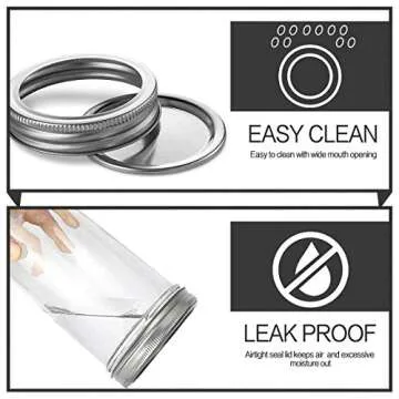 KAMOTA Wide Mouth Mason Jars 22 oz With Wide Mouth Lids and Bands, Ideal for Jam, Honey, Wedding Favors, Shower Favors, Baby Foods, 6 PACK, Extra 6 Silver Lids with Straw Hole Included…