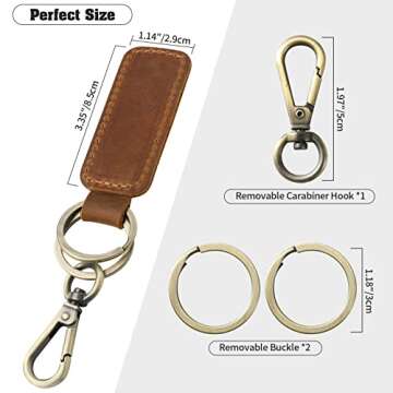 Jack&Chris Genuine Leather Car Keychain, Universal Key Fob Keychain, Leather Key Chain Holder for Me...
