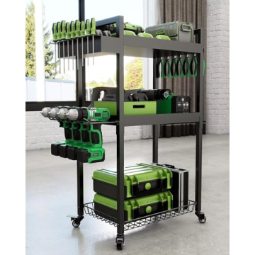 MOUKABAL Garage Storage Organization-Power Tool Organizer-Tool -Tools& Multipurpose 3-Tier Tool Orga...