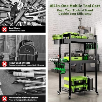 MOUKABAL 3-Tier Tool Organizer for Garage Storage