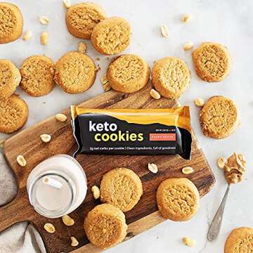 Perfect Keto Cookies - 12 Pack (24 Cookies) Low Net Carb Snacks & Sweets, No Added Sugar and Gluten-Free Cookies - Keto Food for Healthy and Keto-Friendly Diet - Peanut Butter