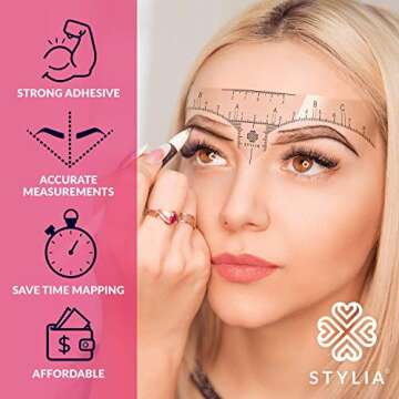 Stylia Disposable Eyebrow Stencils for Shaping, Transparent Brow Mapping Stickers for Microblading, ...