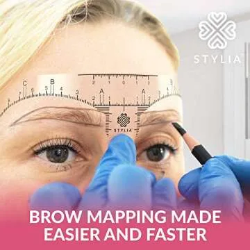 Stylia Disposable Eyebrow Stencils for Shaping, Transparent Brow Mapping Stickers for Microblading, DIY Makeup Eyebrow Ruler, Brow Shaper for Women, Strong Adhesive, Universal Fit - 100 Pack