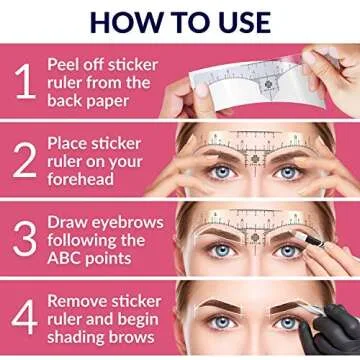 Stylia Disposable Eyebrow Stencils for Shaping, Transparent Brow Mapping Stickers for Microblading, DIY Makeup Eyebrow Ruler, Brow Shaper for Women, Strong Adhesive, Universal Fit - 100 Pack