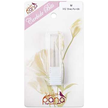 Pana® 3/32" Sharp Point Bit Safety Nail Carbide Bit - Silver Color (Grit: Medium - M) for Electric Dremel Drill Machine