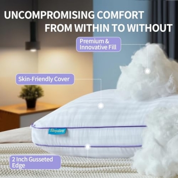 SLEEPDIARY King Size Pillows Set of 2 – Adjustable Loft & Hotel-Quality Comfort