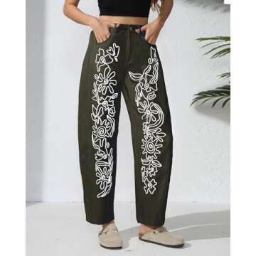 Kedera Mid Rise Barrel Jeans for Women Wide Leg Mid Waist Cropped Denim Pants Baggy Boyfriend Jeans ...