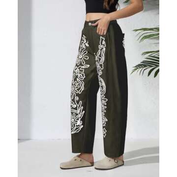 Kedera Mid Rise Barrel Jeans for Women Wide Leg Mid Waist Cropped Denim Pants Baggy Boyfriend Jeans with Pockets Green