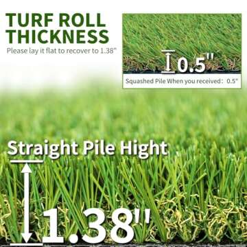 SunVilla 6FTX8FT Realistic Indoor/Outdoor Artificial Grass/Turf 6 x 8 (48 Square FT), Green/Olive Green/Yellow