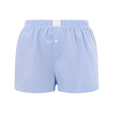 Womens Gingham Boxer Shorts Cute Pajama Lounge Sleep Shorts