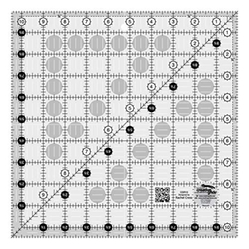 Creative Grids Quilt Ruler 10-1/2in x 10-1/2in Square – CGR10 – Made in USA, Non-Slip Grip Acryl...