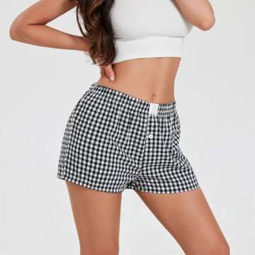 NUFIWI Women Y2k Plaid Pajama Shorts for Stylish Comfort