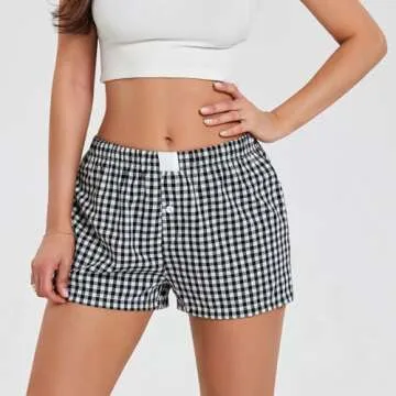 NUFIWI Women Y2k Plaid Pajama Shorts for Stylish Comfort