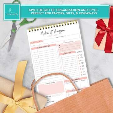 Decorably 52 Sheets Nude Pink Undated Daily Planner Notepad, 6.5x10in Spring-Bound Daily Task Notepad for Schedule, Priorities, To-Do List, Agenda, Water Intake, Meals, Notes and Doodles
