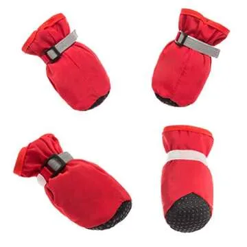 BINGPET Dog Shoes Waterproof Dog Boots, Paw Protectors with Reflective and Adjustable Straps, Anti-Slip Dog Shoes