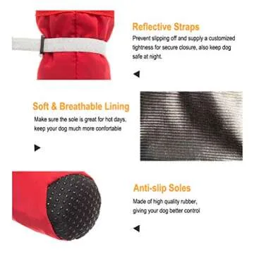 BINGPET Dog Shoes Waterproof Dog Boots, Paw Protectors with Reflective and Adjustable Straps, Anti-Slip Dog Shoes