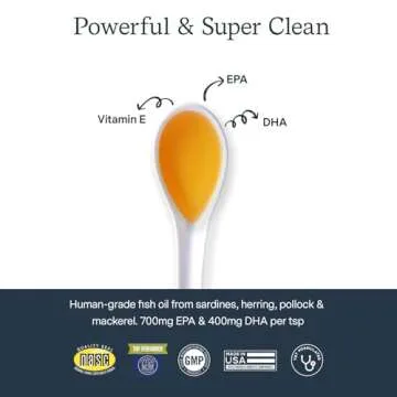 Fera Pet Organics Omega 3 Fish Oil with Vitamin E for Dogs & Cats, Vet Created Supplement to Boost Immune System, Support Brain Function, Nourish Skin and Coat of Pets, 8 Oz, 48 Servings