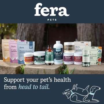 Fera Pet Organics Omega 3 Fish Oil with Vitamin E for Dogs & Cats, Vet Created Supplement to Boost Immune System, Support Brain Function, Nourish Skin and Coat of Pets, 8 Oz, 48 Servings