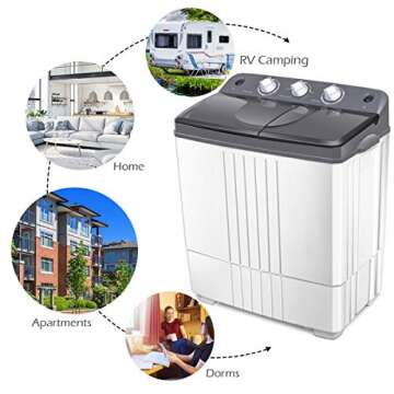 COSTWAY Portable Washing Machine, Twin Tub 20Lbs Capacity, Washer(12Lbs) and Spinner(8Lbs), Compact Laundry Machines Durable Design, Rotary Controller Drain Hose