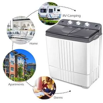 COSTWAY Portable Washing Machine, Twin Tub 20Lbs Capacity, Washer(12Lbs) and Spinner(8Lbs), Compact Laundry Machines Durable Design, Rotary Controller Drain Hose