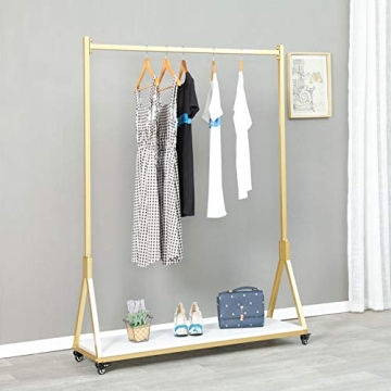 FURVOKIA Metal Rolling Garment Rack - Stylish & Functional