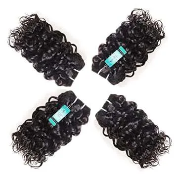 Water Wave Human Hair Bundles Ocean Wave Wet and Wavy Bundles UDU Malaysian 50g 1B# Human Hair Extensions Remy Hair Bundles Short Curly Hair (8 8 8 8inch without cloure)