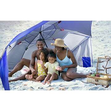 Sport-Brella Vented SPF 50+ Sun and Rain Canopy Umbrella for Beach and Sports Events (8-Foot, Red)